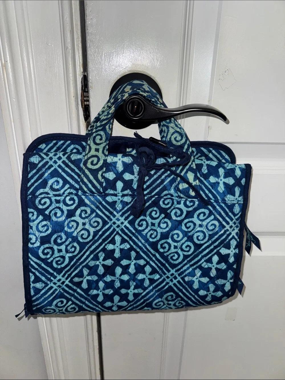 Vera Bradley Hanging Toiletry Bag, Blue Chevron Print